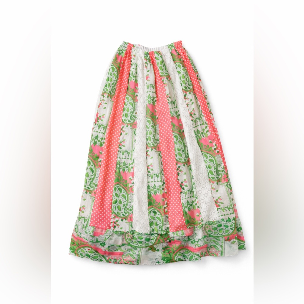 True 1970s Chessa Davis Patchwork Lace Midi Skirt… - image 1